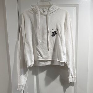 Women's White Hoodie with Ghost Design